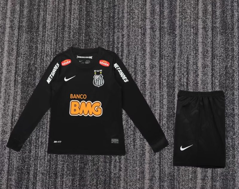 0d716884159fa24d831858f4a0d21b7b 2012/13 Santos Black Long sleeves Football Shirt Kids Size 1:1 Thai Quality