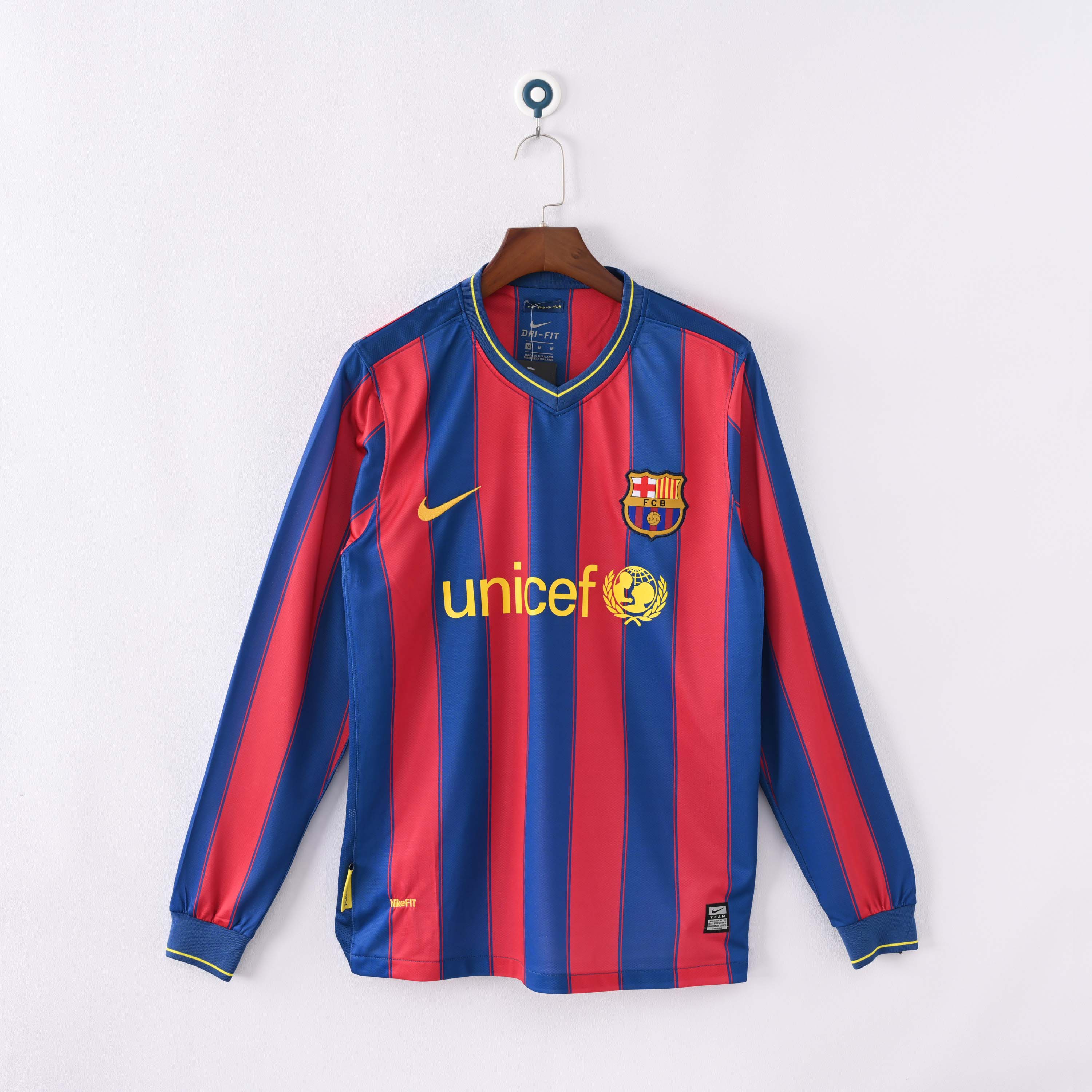 2009/2010 Retro Long Sleeve Barcelona Home Football Shirt 1:1 Thai Quality