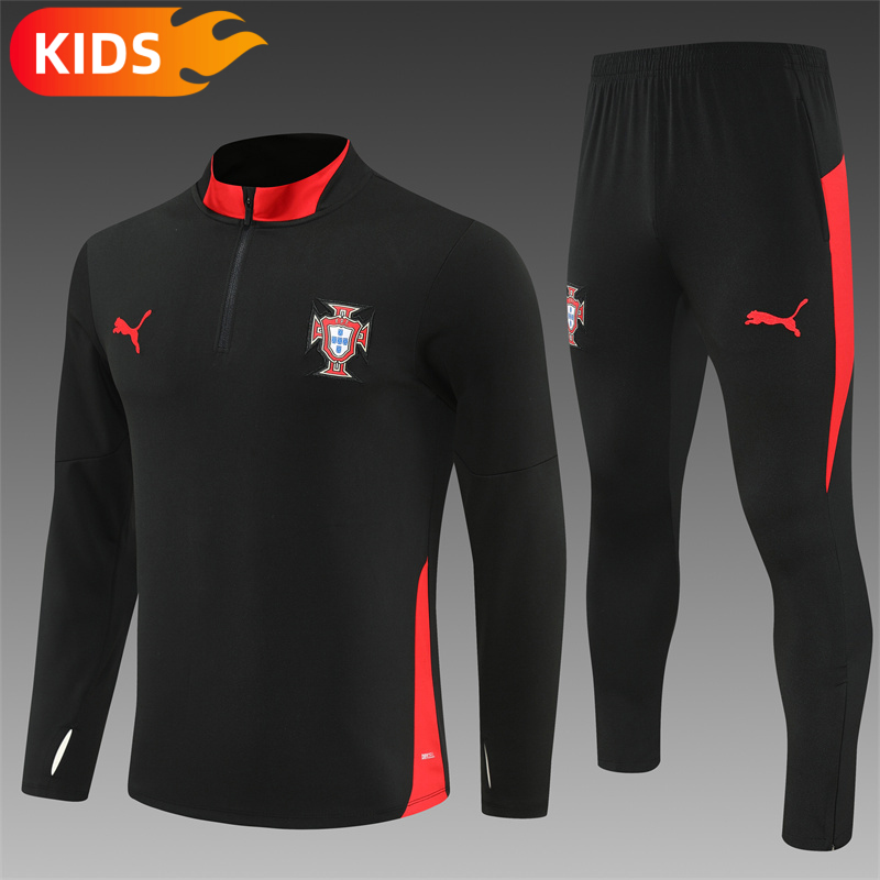 1a80d58ab711789e9e3ad40c1bd9fc01 2025/2026 Portugal Half-Pull Football Shirt Kids Size