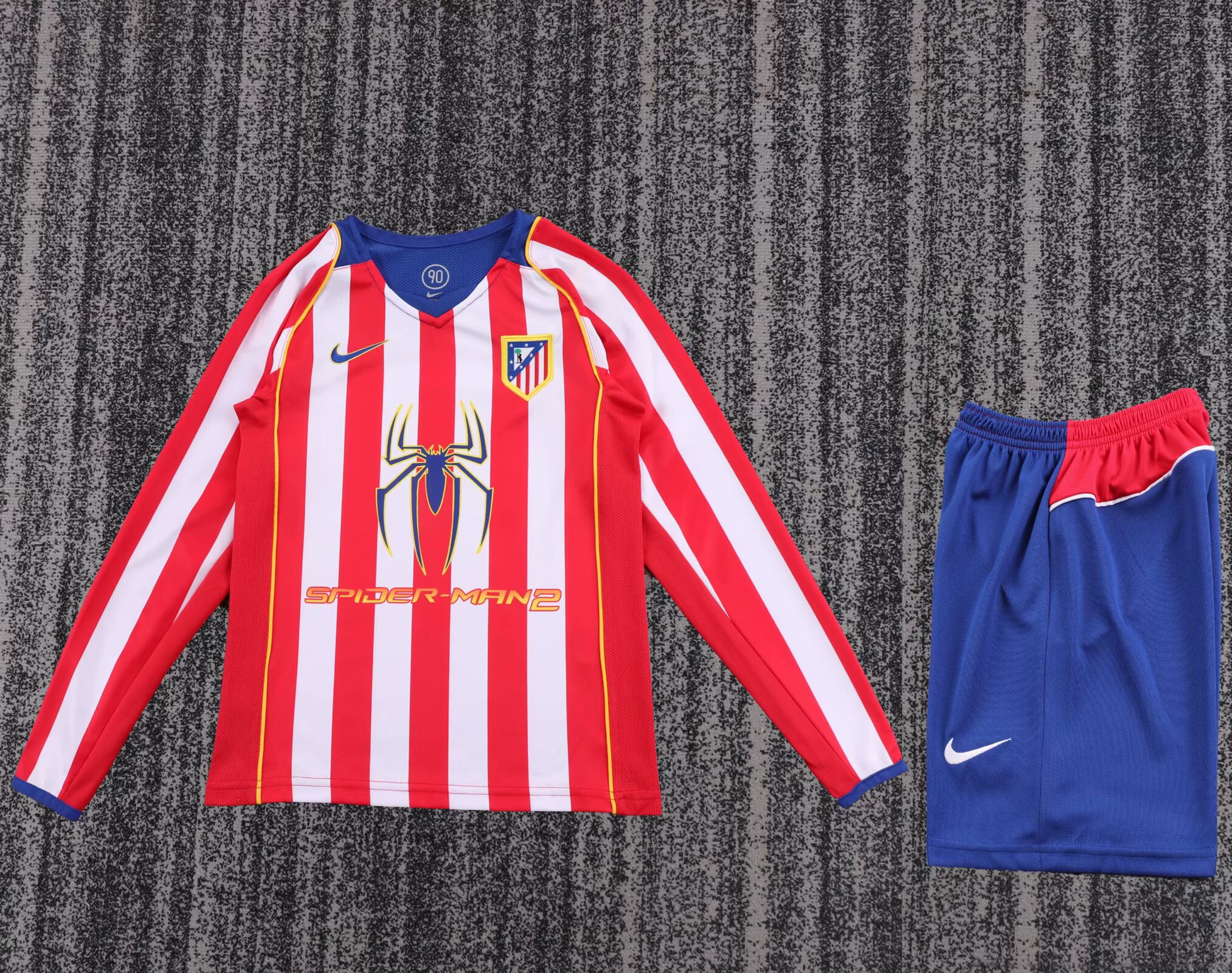 2004/2005 Retro Long Sleeve Atletico Madrid Home Football Shirt Kids Size 1:1 Thai Quality