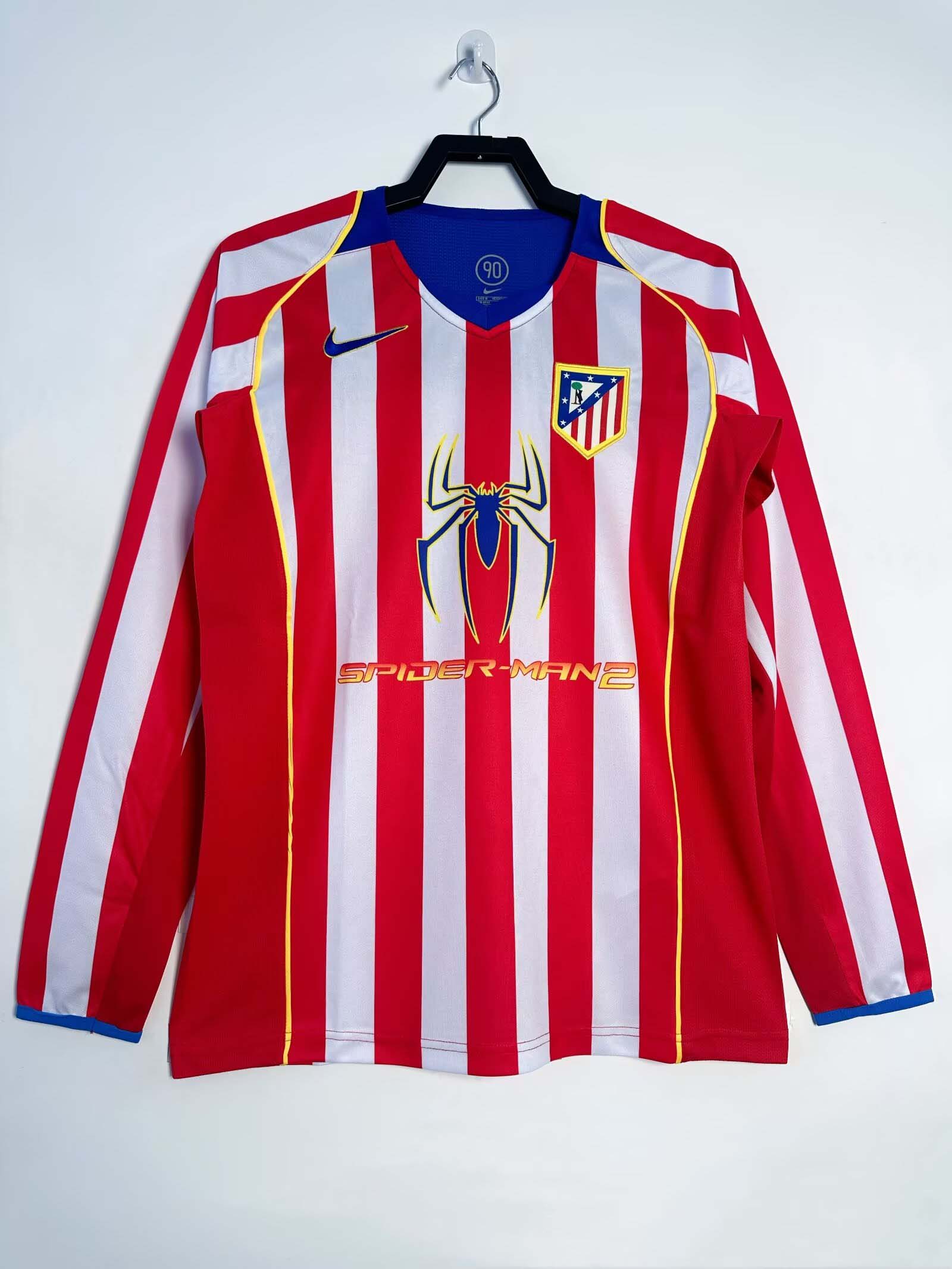 2004/2005 Retro Long Sleeve Atletico Madrid Home Football Shirt 1:1 Thai Quality