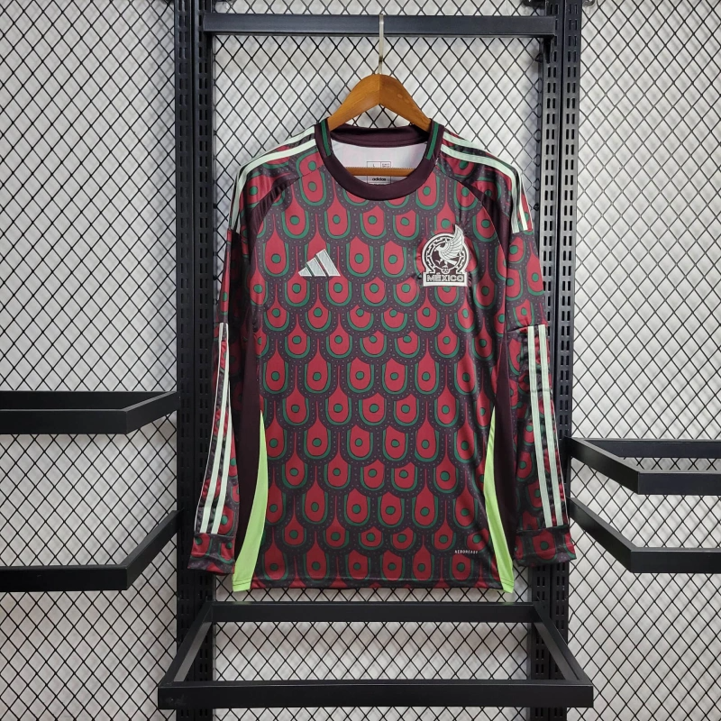 20d071c21301790a638a6547b1afb06e 2024 Long Sleeve Mexico Home Football Shirt 1:1 Thai Quality