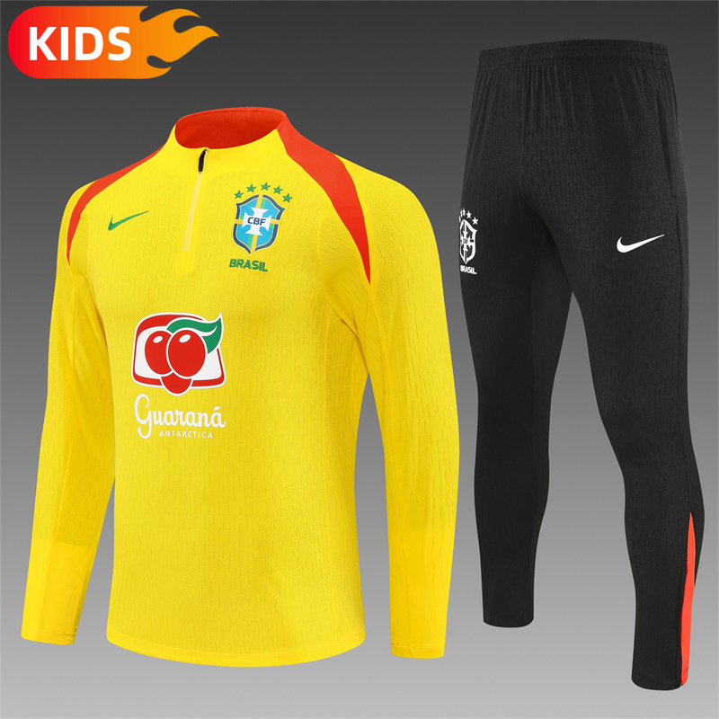 24730c52ae8cc12b766f839df65a771e 2025/2026 Brazil Half-Pull Football Shirt Kids Size