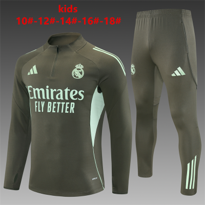 2025/2026 Real Madrid Half-Pull Training Suit Football Shirt Kids Size