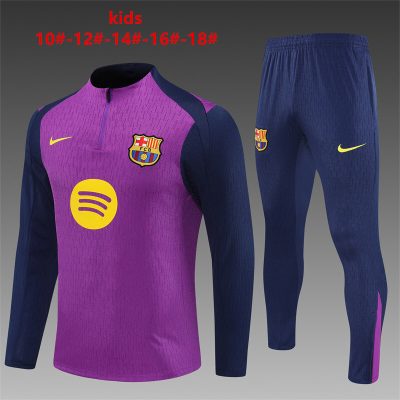 2025/2026 Barcelona Half-Pull Training Suit Football Shirt Kids Size