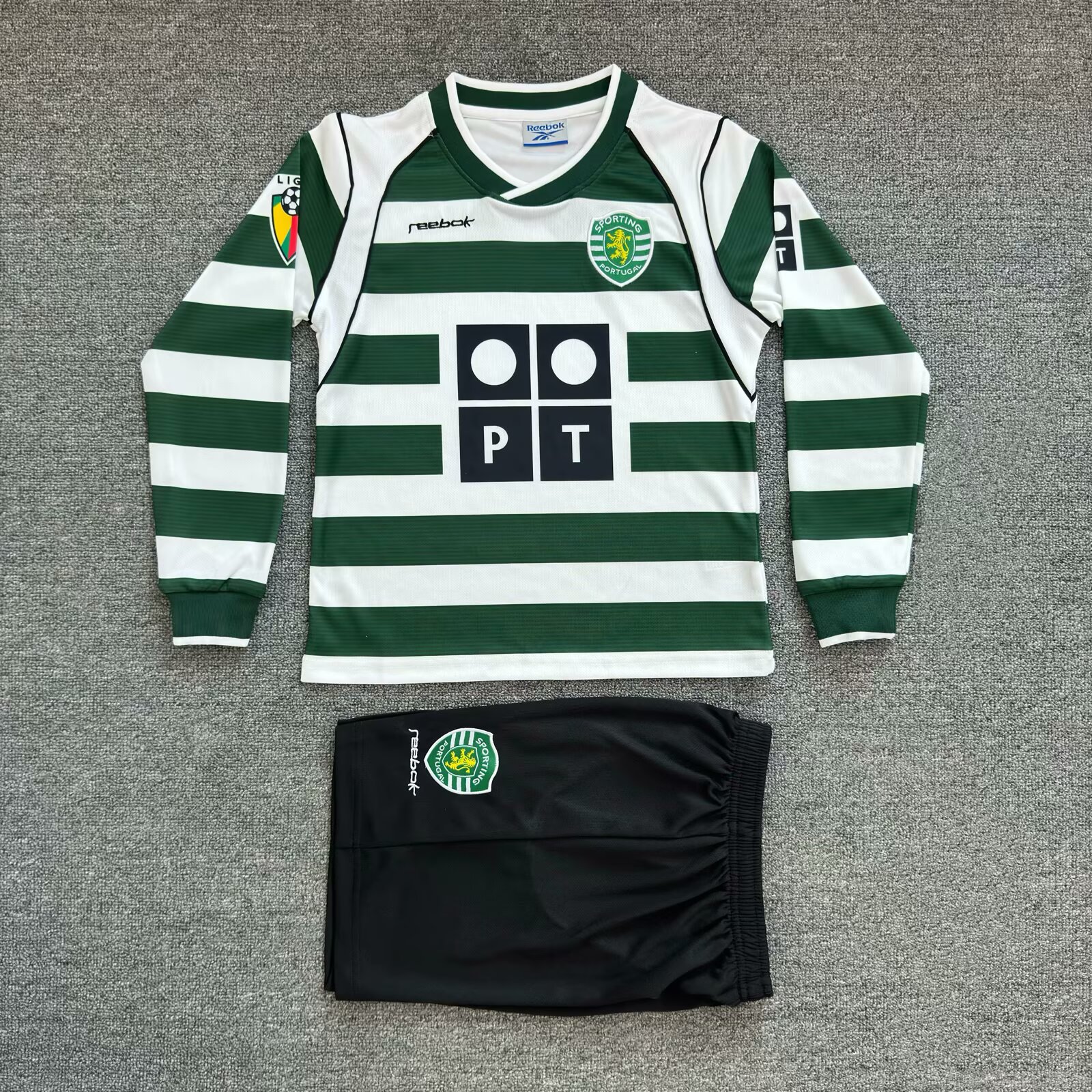 2001/2003 Retro Long Sleeve Sporting Lisbon Home Football Shirt Kids Size 1:1 Thai Quality