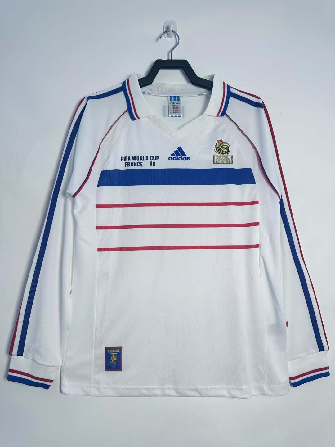 1998 Retro Long Sleeve France Away Football Shirt 1:1 Thai Quality
