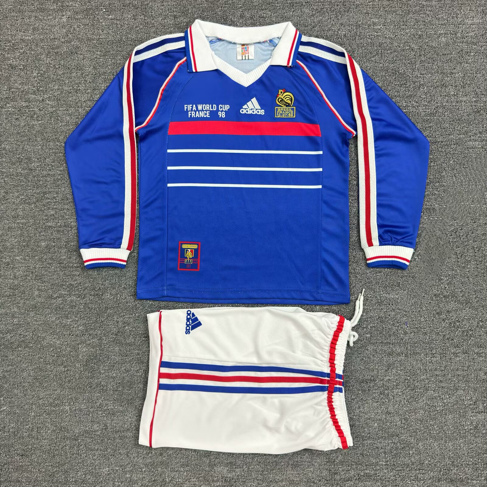 1998 Retro Long Sleeve France Home Football Shirt Kids Size 1:1 Thai Quality