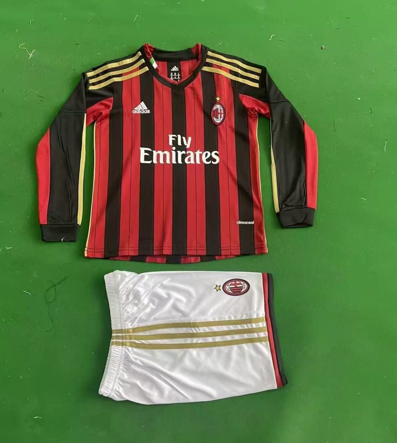 4a16743d99f6841e0f27c6cfb8286790 2013/14 Long sleeves AC Milan Home Football Shirt Kids Size 1:1 Thai Quality