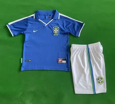 1997 Retro Brazil Away Football Shirt Kids Size 1:1 Thai Quality