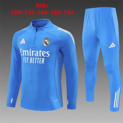 2025/2026 Real Madrid Half-Pull Training Suit Football Shirt Kids Size