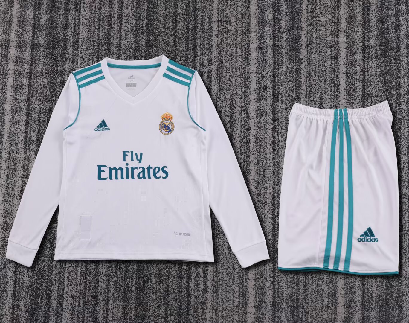 2017/2018 Retro Long Sleeve Real Madrid Home Football Shirt Kids Size 1:1 Thai Quality