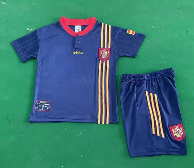 68e62f610d2e49e29be560784e12d3d5 1996 Spain Away Football Shirt Kids Size 1:1 Thai Quality