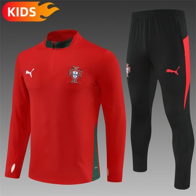 2025/2026 Portugal Half-Pull Football Shirt Kids Size