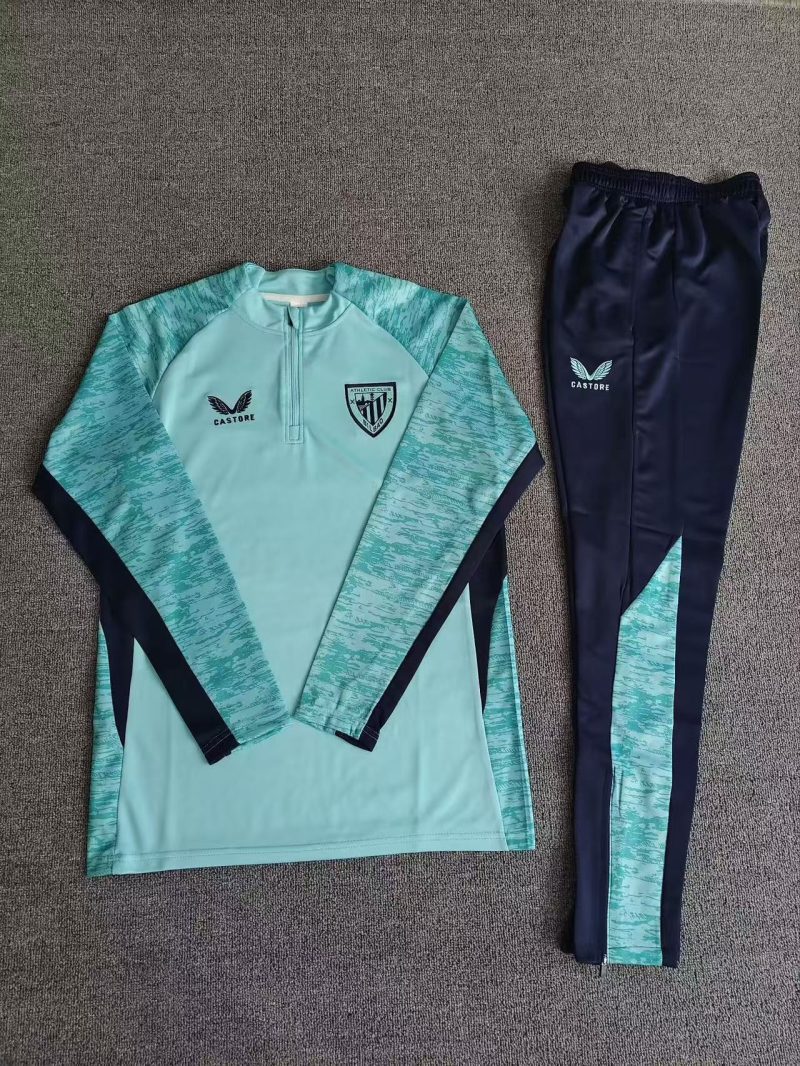 2025/2026 Athletic Bilbao Half-Pull Training Suit Kids Football Shirt 1:1 Thai Quality Set