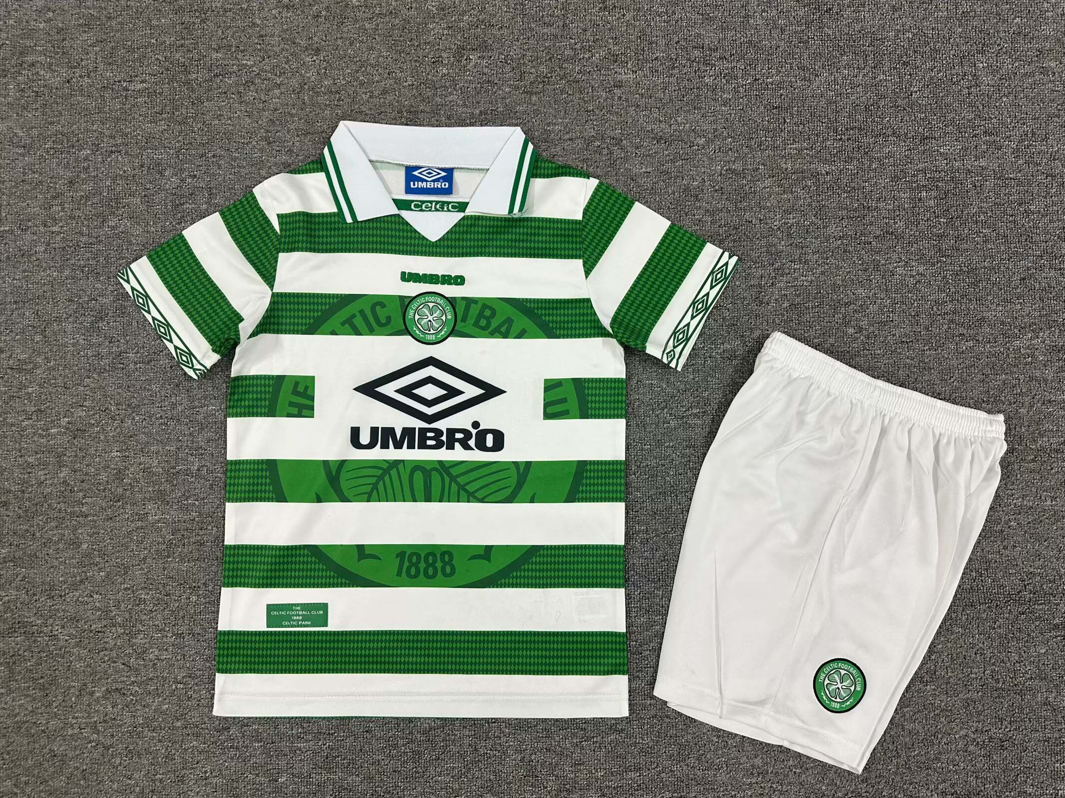 1997/1999 Retro Celtic Home Football Shirt Kids Size 1:1 Thai Quality