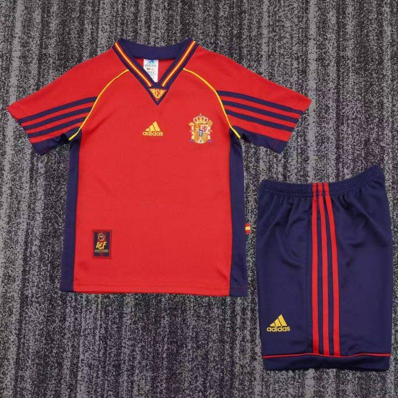 934229730ab6bc610fef2cd6305a8a48 1998 Spain Home Football Shirt Kids Size 1:1 Thai Quality