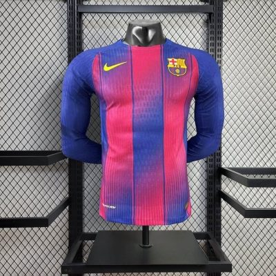 2025/2026 Long Sleeve Player Version Barcelona Home Football Shirt 1:1 Thai Quality