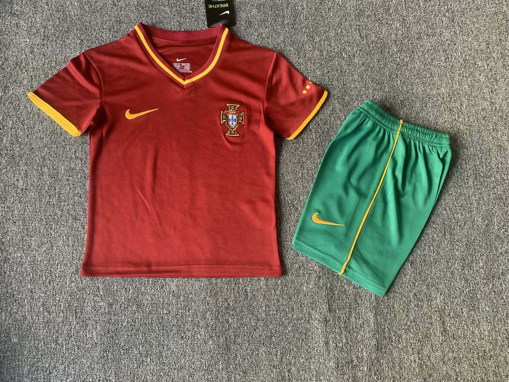 2000 Retro Portugal Home Football Shirt Kids Size 1:1 Thai Quality