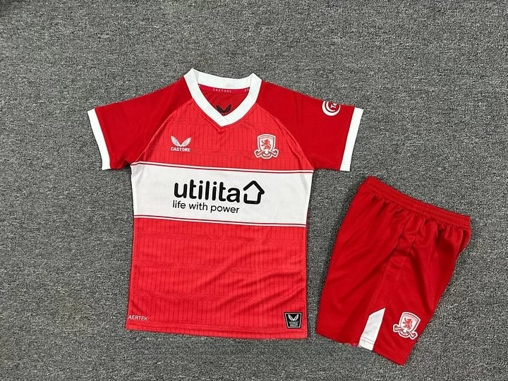 b099e9587b1ad5e0b5b06d7a624c4f6a 2025/2026 Middlesbrough Home Football Shirt Kids Size 1:1 Thai Quality