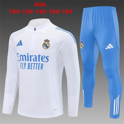 2025/2026 Real Madrid Half-Pull Training Suit Football Shirt Kids Size