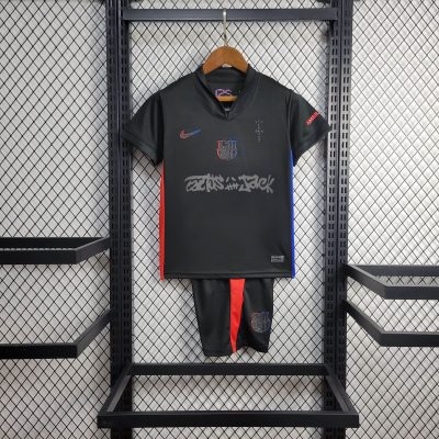 2024/2025 Barcelona x Travis Scott Away Football Shirt Kids Size 1:1 Thai Quality