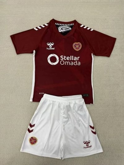 2025/2026 Hearts Home Football Shirt Kids Size 1:1 Thai Quality