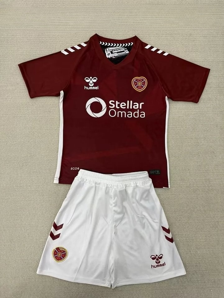 b8d62ab265761e354bdb03c76820ccaf 2025/2026 Hearts Home Football Shirt Kids Size 1:1 Thai Quality