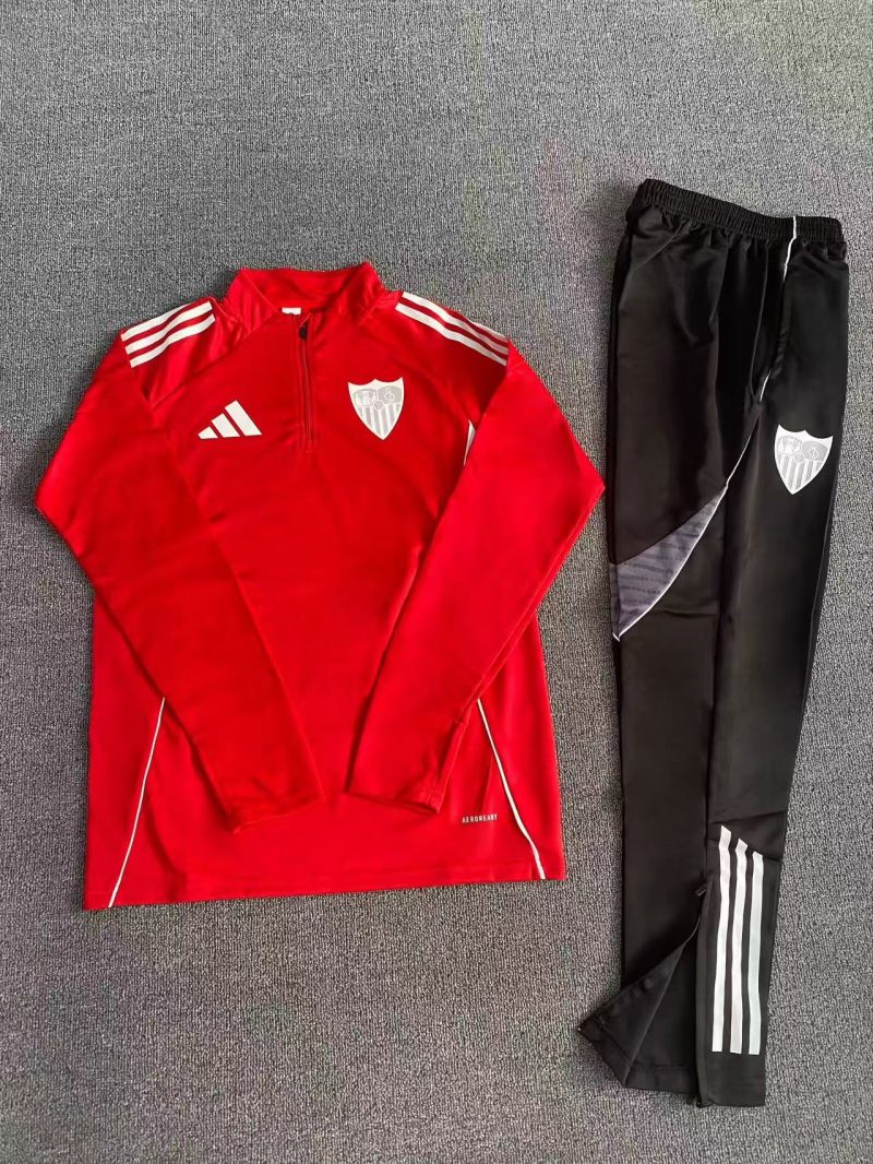 bd41b30e1e0f2ba8bb10215b8dd3dce3 2025/2026 Sevilla Half-Pull Training Suit Football Shirt 1:1 Thai Quality Set