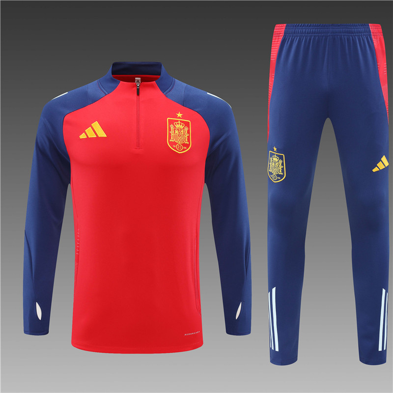 c00318415e1730e7a9c52505616506e9 2024/2025 Spain Half-Pull Training Wear Red Football Shirt