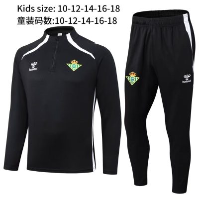 2025/2026 Real Betis Half-Pull Training Suit Kids Football Shirt 1:1 Thai Quality Set