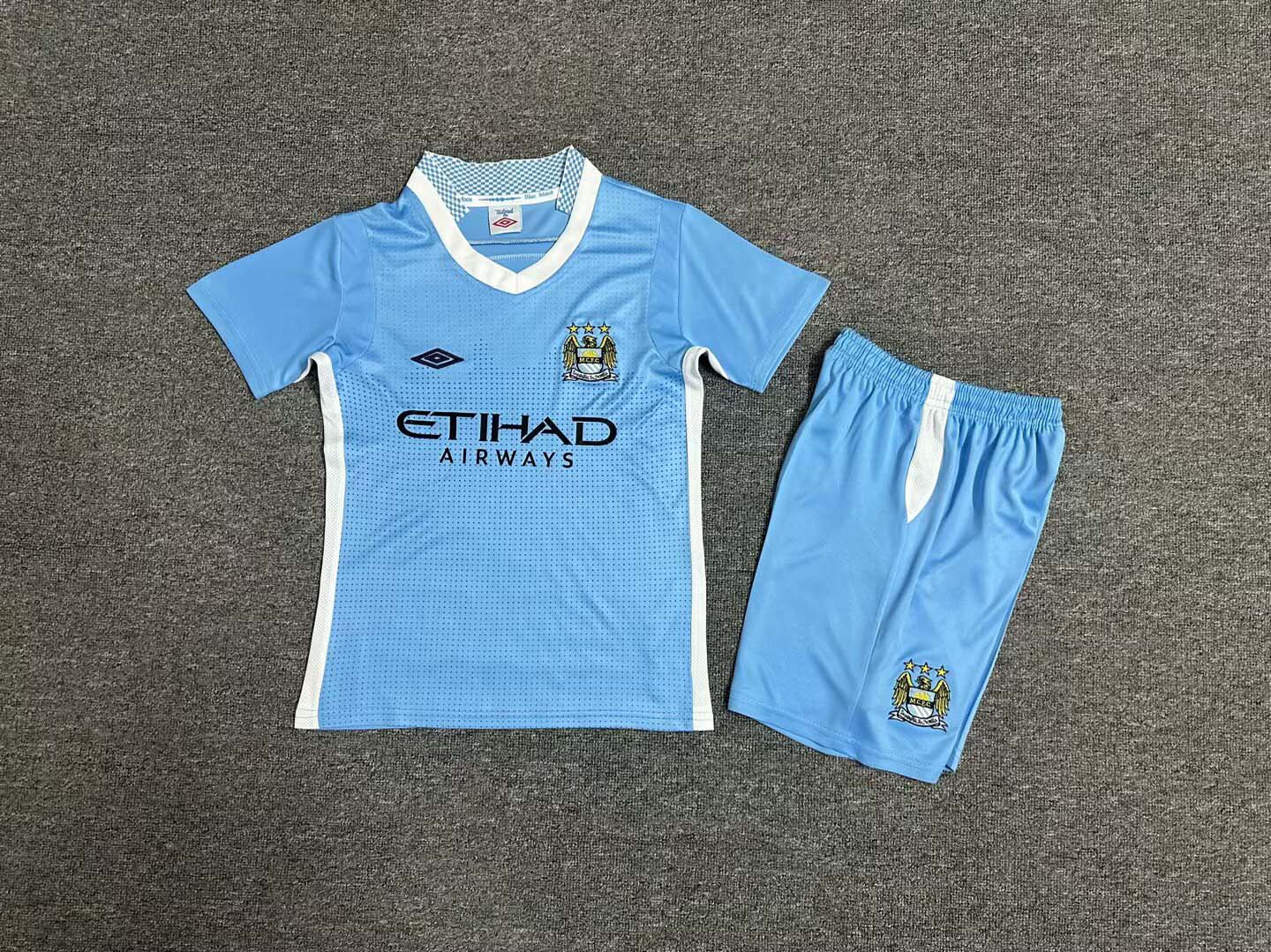 2011/2012 Retro Manchester City Home Football Shirt Kids Size 1:1 Thai Quality