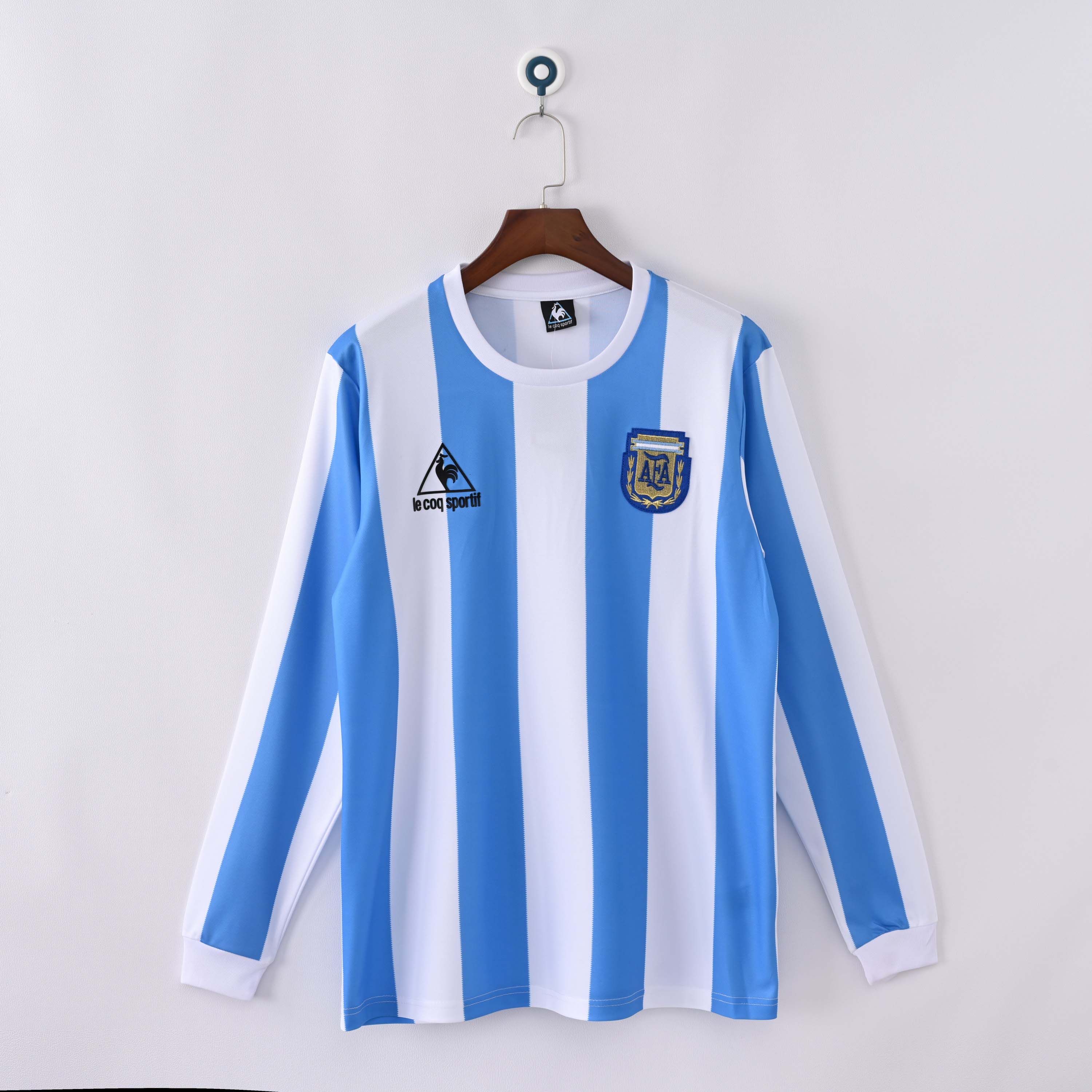 1986 Retro Long Sleeve Argentina Home Football Shirt 1:1 Thai Quality