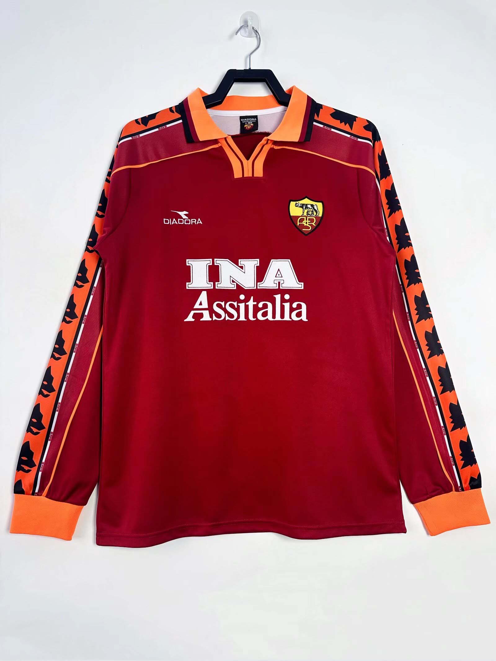 1998/1999 Retro Long Sleeve AS Roma Home Football Shirt 1:1 Thai Quality
