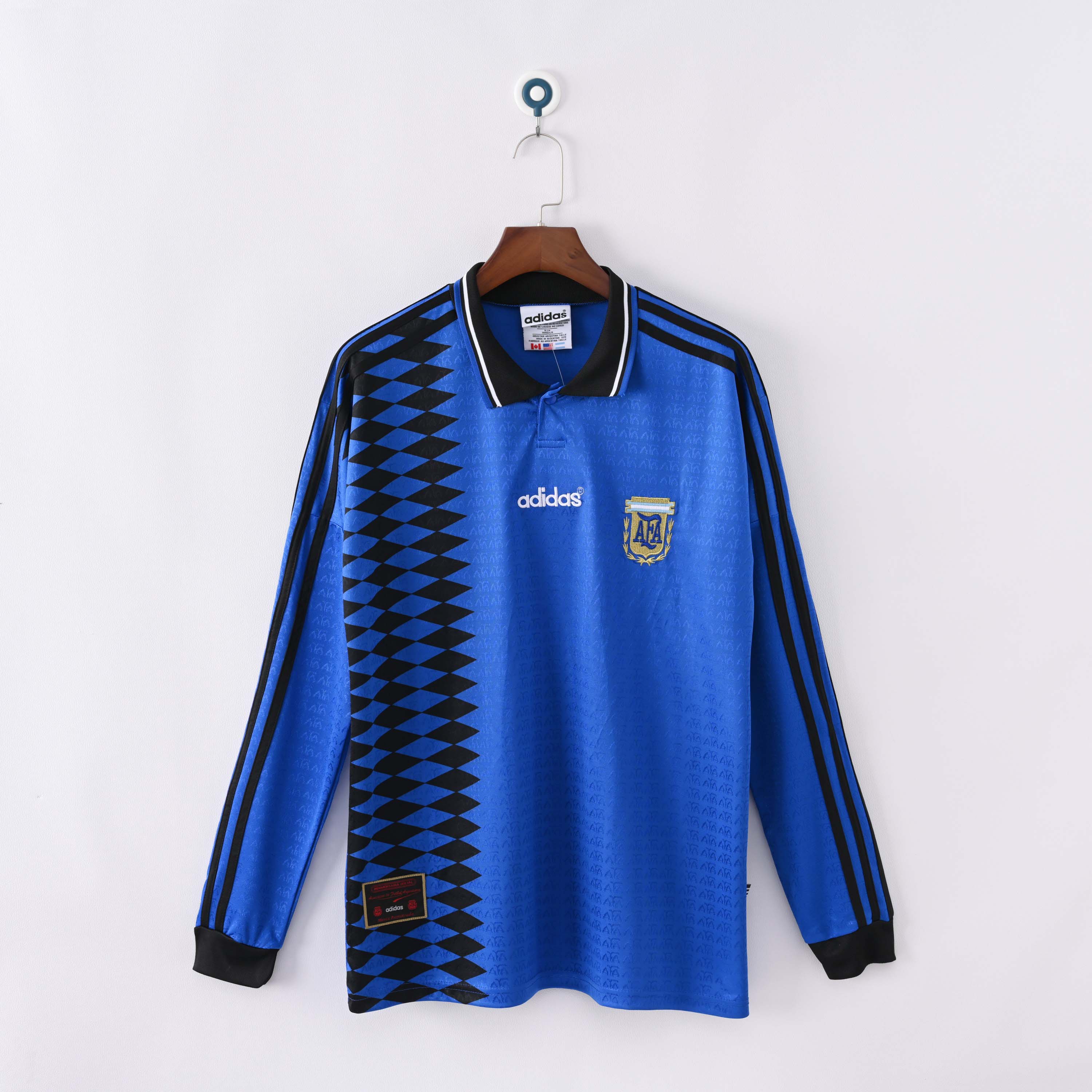 1994 Retro Long Sleeve Argentina Away Football Shirt 1:1 Thai Quality