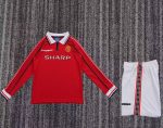 1998/99 Long sleeves Manchester United Home Football Shirt Kids Size 1:1 Thai Quality