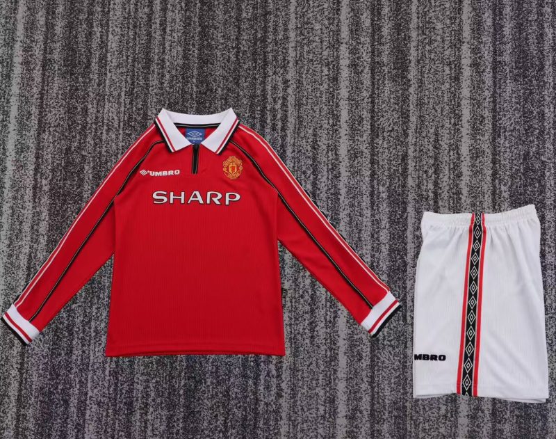 e549f331db1c13770bfa5ad5e1c3cbb2 1998/99 Long sleeves Manchester United Home Football Shirt Kids Size 1:1 Thai Quality