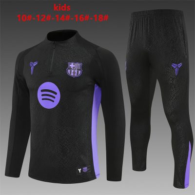 2025/2026 Barcelona Half-Pull Training Suit Football Shirt Kids Size