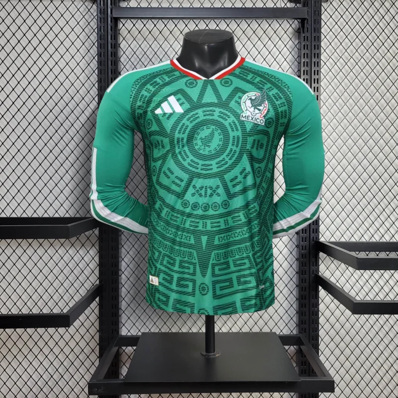 eabc87692c0ea349ba0a4e6ac32a5969 2026 Long Sleeve Player Version Mexico Home World Cup Football Shirt 1:1 Thai Quality