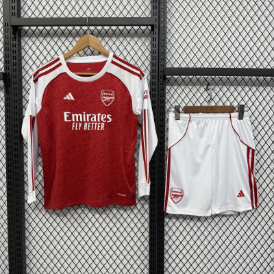 2025/2026 Long Sleeve Arsenal Home Football Shirt Kids Size 1:1 Thai Quality