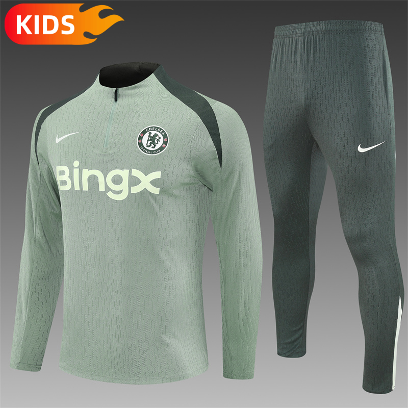 f3432efd17611342f260857636580de2 2025/2026 Chelsea Half-Pull Training Suit Football Shirt Kids Size