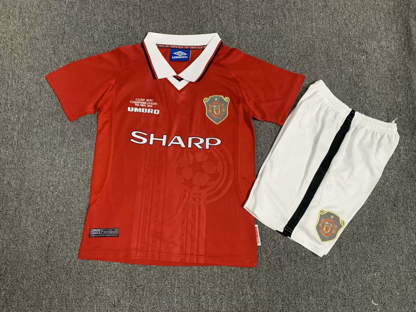 1999/2000 Retro Manchester United Home Football Shirt Kids Size 1:1 Thai Quality