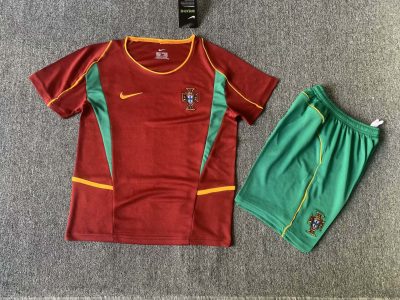 2002 Retro Portugal Home Football Shirt Kids Size 1:1 Thai Quality
