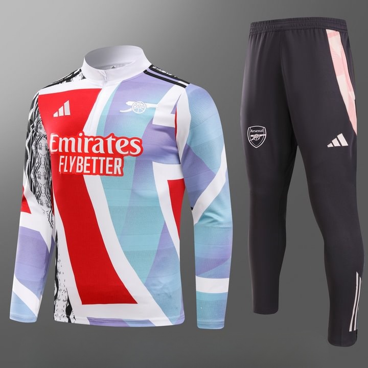 2024/2025 Arsenal Half-Pull Training Wear Red And Blue Football Shirt