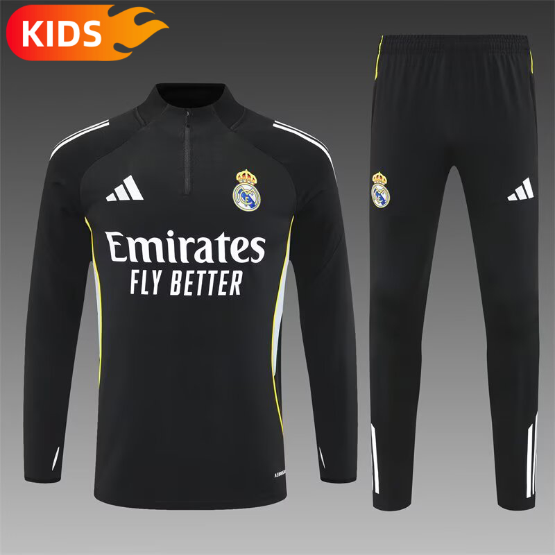 2025/2026 Real Madrid Half-Pull Training Wear Football Shirt Kids Size