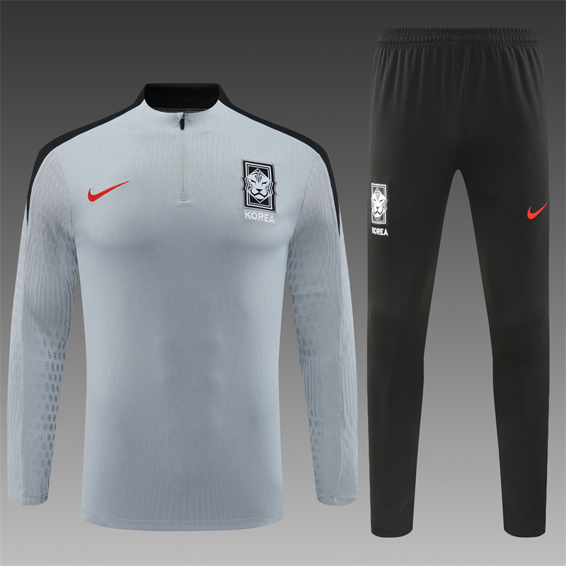 2024/2025 South Korea Half-Pull Training Wear Grey Football Shirt