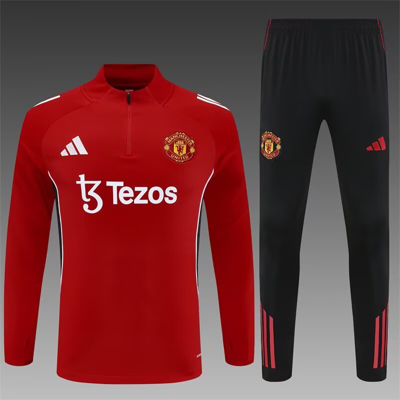 2025/2026 Manchester United Half-Pull Training Suit Football Shirt 1:1 Thai Quality Set