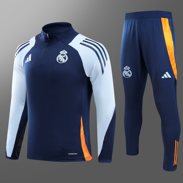 2024/2025 Real Madrid Half-Pull Training Wear Blue Football Shirt