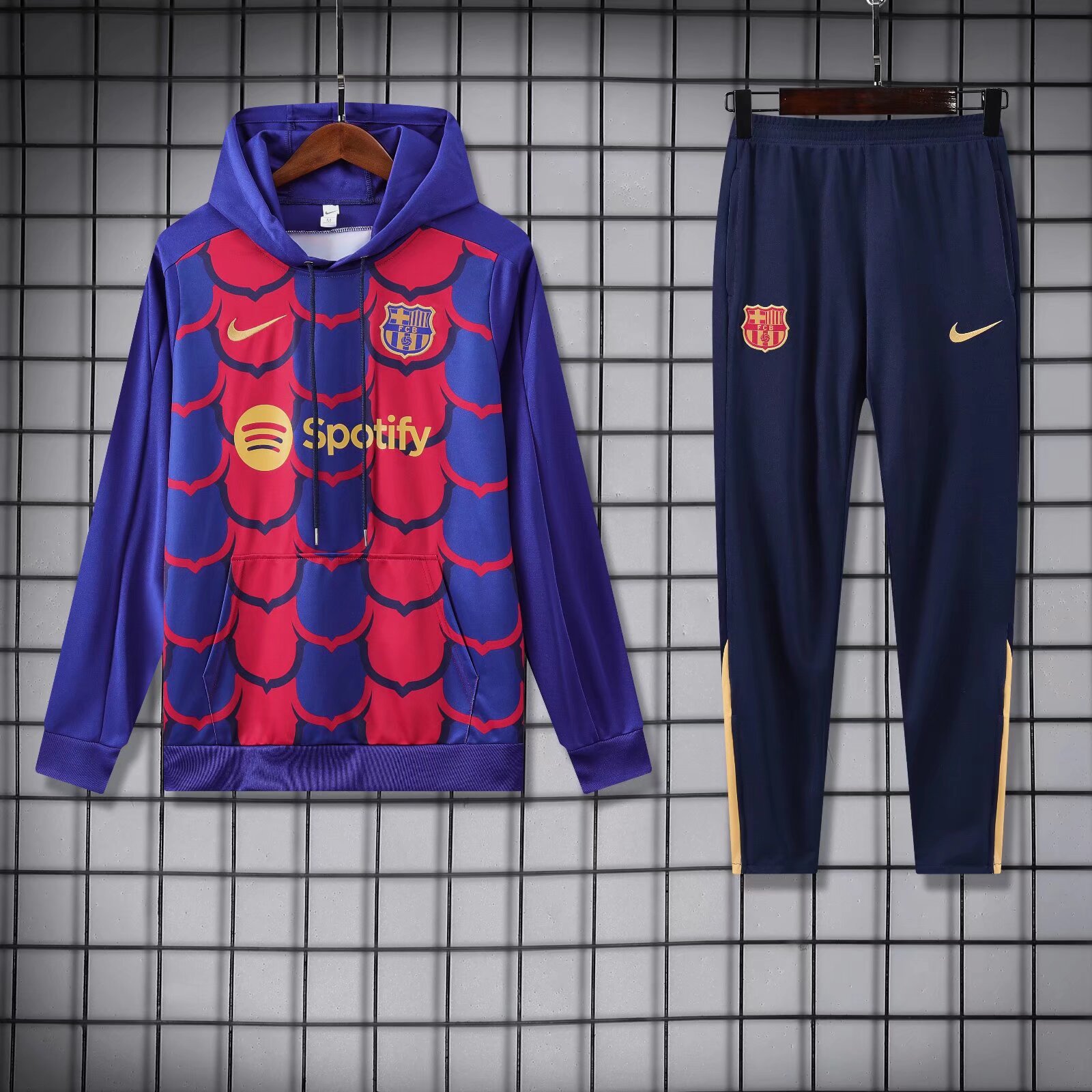 2024/2025 Barcelona Hooded Long Sleeves Training Suit Blue Football Shirt