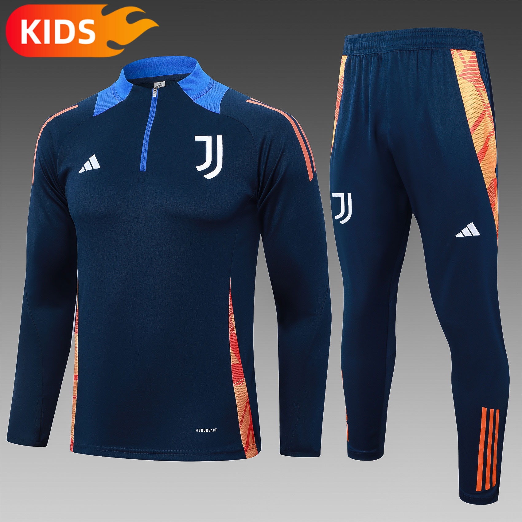 2024/2025 Juventus Half-Pull Training Wear Sapphire Football Shirt Kids Size